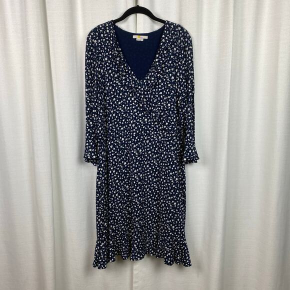 Boden Blue Daisy Print Michaela Ruffle Wrap Dress Sz.16R - Picture 7 of 16